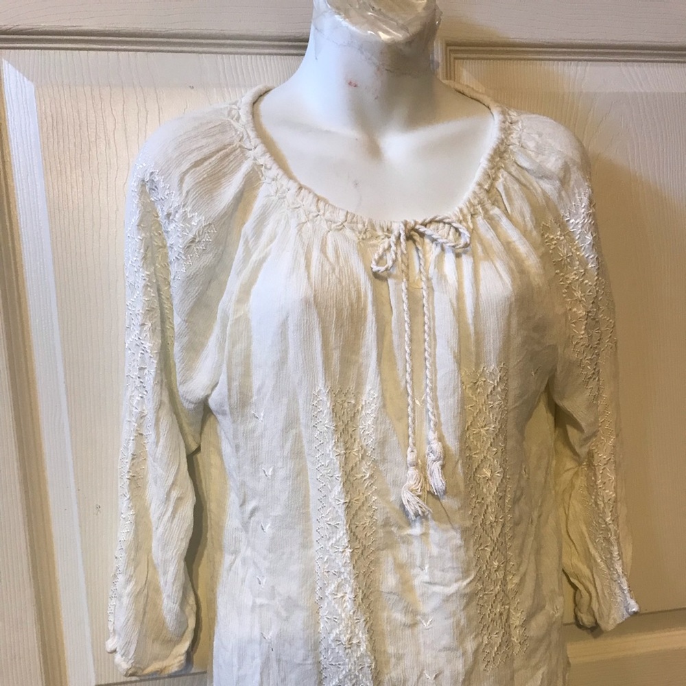 Bohemian cafe long sleeve white blouse size S